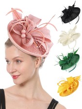 Women's Fascinator Hat Imitation Sinamay Feather Tea Party Pillbox Flower Derby
