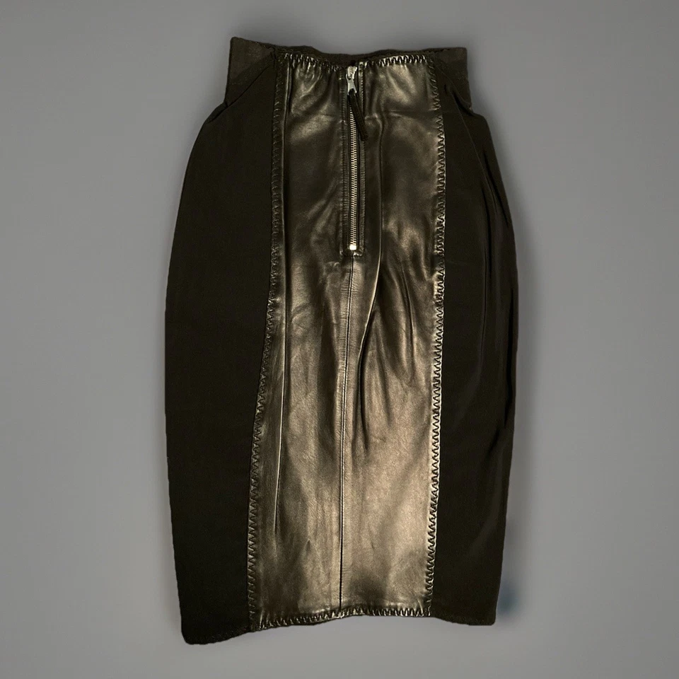Falda Lápiz Jean Paul Gaultier Reedition Cuero Negro Y Nylon Talla EE. UU. 4 Foto 3 de 3