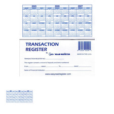 Checkbook Register with Calendars 2025 2026 2027 Made in USA 12 pack