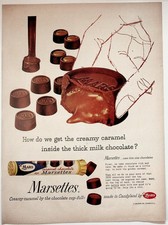 Mars 1958 Marsettes Caramel Chocolate Print Ad Vintage Candy Candyland