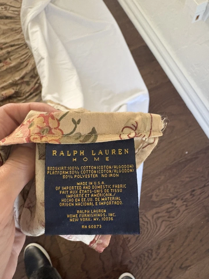 Ralph Lauren Guinevere Queen Bedskirt Dust Ruffle Egyptian Cotton Sateen Floral - Image 4 of 4