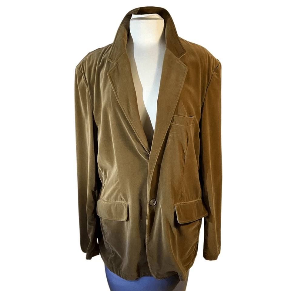 Vintage Pop Sugar Brown Velour Blazer. XL. Single, 2 Button academia lagenlook - Image 3 of 4