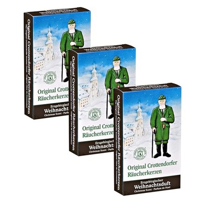 Original Crottendorfer - 3er Set Räucherkerzen Räucherkegel - Weihnachtsduft