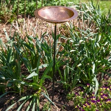 Copper Hand-Hammered Standing Bird Bath or Bird Feeder with Stake by Sunnydaze