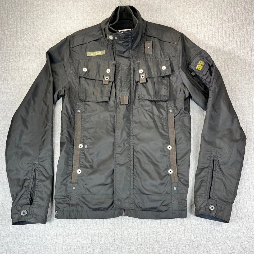Sobrecamisa G Star Raw Recolite Negra Utilidad Carga Chaqueta Hombres M Bolsillos Militares Foto 2 de 4