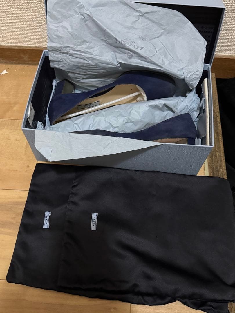 PRADA Women's Pumps Low Heels Size:37.5/JP:24 Suede Navy From Japan 135166K Auth thumbnail 9