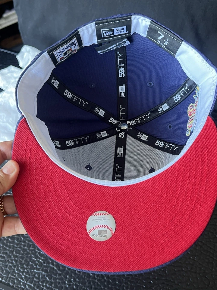 New Era 59Fifty Atlanta Braves Fitted Hat Cap Navy Blue, Men's Size 7 1/8￼ - Image 3 of 4