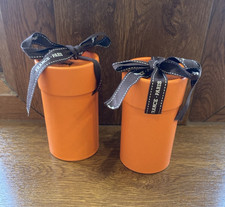 X 2 Orange Cylinder Cardboard Gift Boxes with Ribbon