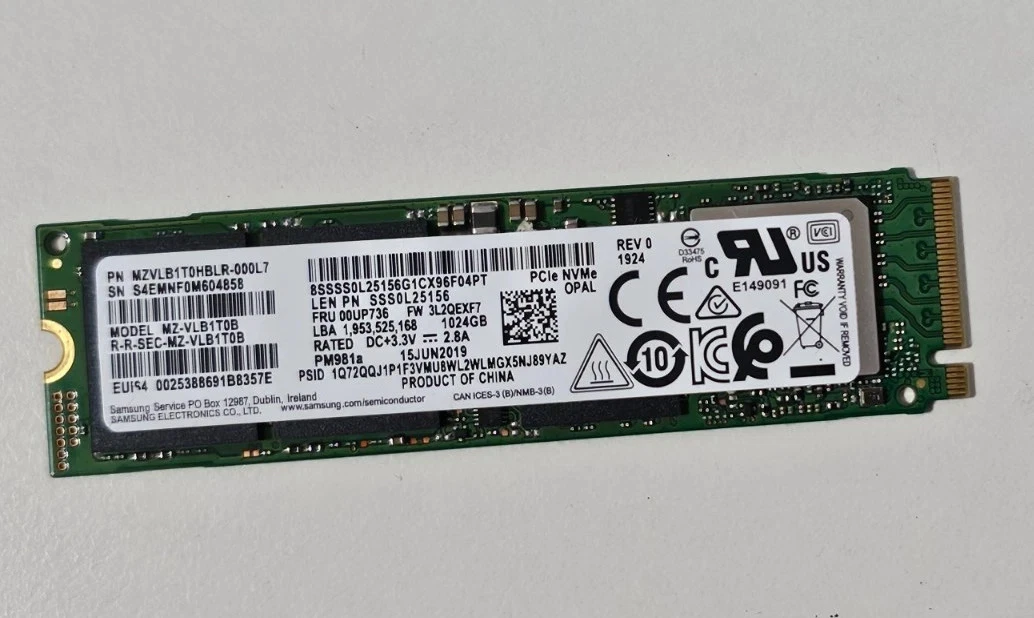SAMSUNG PM981a 1TB M.2 NVMe 2280 SSD MZVLB1T0HBLR-000L7 Grade A