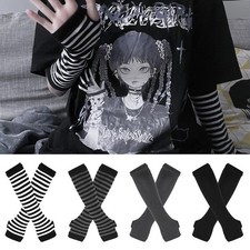 Winter Warm Long Sleeves Gloves for Man Women Fingerless Stripe Hip-Hop Knitted