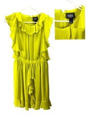 Prabal Gurung For Target Ruffle Dress Yellow Chiffon Cocktail Knee Length Size 4