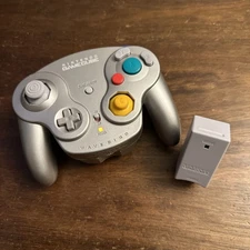 Nintendo Gamecube Wavebird Platinum Controller w/ Receiver - Tested - Authentic