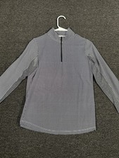 IBKUL 1/4 Zip Print Mock Neck Long Sleeve Top Small UPF50 Check Quick Dry