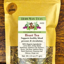 HEART TEA 450 - BLOOD PRESSURE LOWERING TEA w/ Reishi Mushrooms  ORGANIC