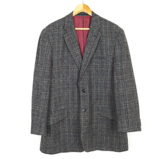 HARRIS TWEED Men Blazer Jacket Size 46 Regular EU58 Tweed Grey
