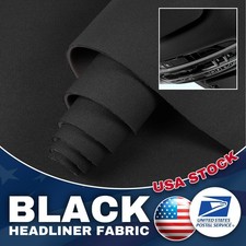 3MM Black Automotive flat knit Headliner Fabric with Foam Backing Car 60" Wide