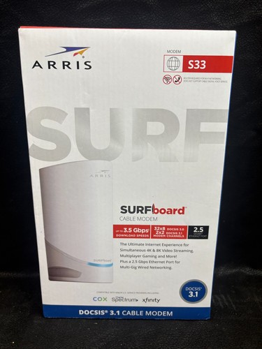 ARRIS Surfboard Cable Modem Up to 3.5 Gbps Model S33