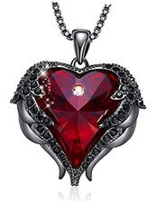 Angel Wings Necklace for Women with Black-01 07-Jan. July Ruby Red Birthstone