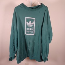 Adidas Vintage Trefoil Green Thrashed Distressed Grunge Crewneck Sweatshirt XXL