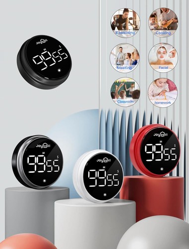 JOYHILL Digital Kitchen Timer, Large LED Display with Magnetic Black - 第 2/7 張圖片