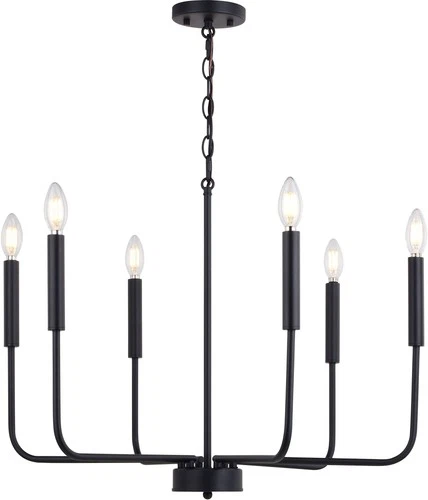 Vaxcel Lighting H0297 6 Light 26"W Taper Candle Style Chandelier - Black - Picture 1 of 11