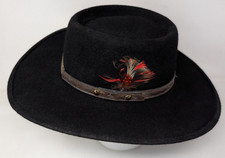 Vintage Black Felt Wool Western Cowboy Sun Hat Festival Boho Men's Medium USA