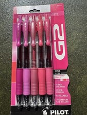 5 Pilot G2 Optimism Assorted colors Pink Fine 0.7mm Gel Pens 5 pack 20703