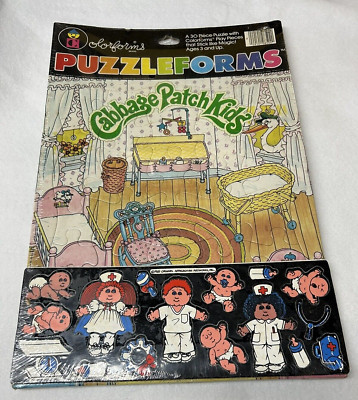 Vintage Cabbage Patch Kids 30 Piece Colorforms Puzzleforms Nursery 1983 Sealed
