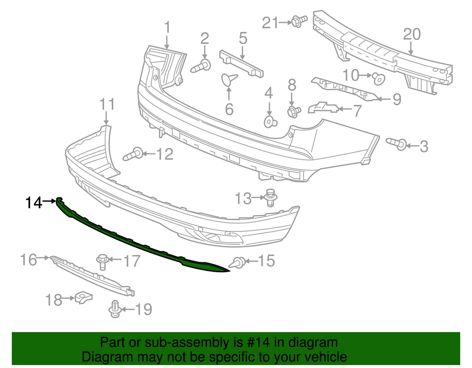 Parachoques trasero genuino Honda Pilot 2016-2018 71512-TG7-A10 Foto 2 de 2