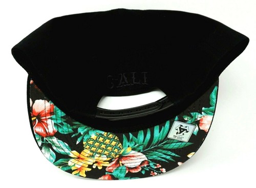 CALI Snapback Cap Hat Tropical Floral CA California Republic OSFM Black NWT - Picture 6 of 6