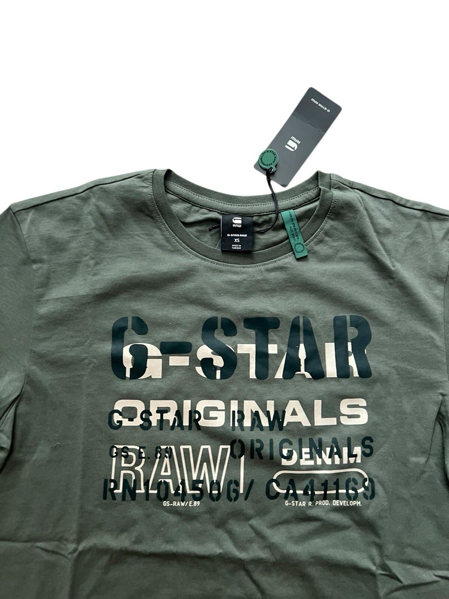 G-Star Raw Mens LT Hunter Graphic Tee Logo T-Shirt Green $65 Size XS