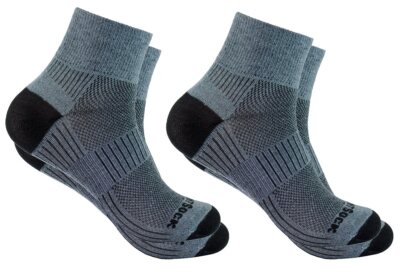 Wrightsock - Zwei Paar Sportsocken in grau Doppelpack, knöchelhoch, doppellagig