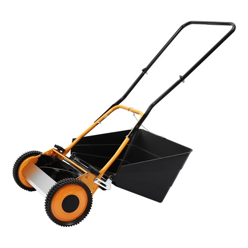 GardenLawnmower Push Along Manual Wheeled Lawn Mower Grass Bag Cutting Width 16" - Picture 7 of 17