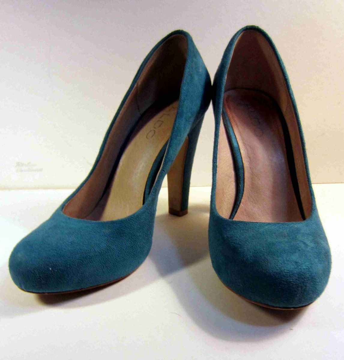 Womens Aldo Turquoise Blue Suede High Heel Pumps Shoes Size 38