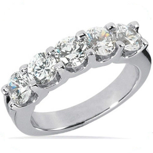 1.50 carat 5 Stone Round Diamond Anniversary Band 18k Gold Ring 0.30 carat each