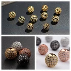 10Pcs 8mm Clear Crystal CZ Pave Micro Ball Bracelet Connector Beads Jewelry Mark