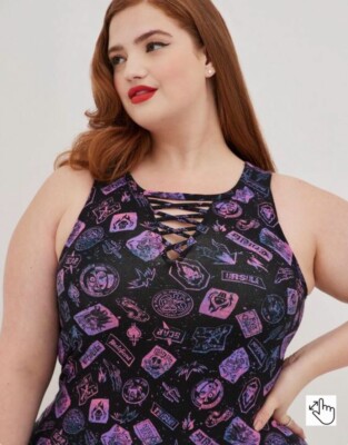 Torrid Disney Villains Evil Queen Cruella Foxy Fitted Tank Top Size 2X Goth