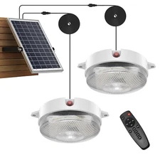 Solar Ceiling Light Motion Sensor 2 Pack, 5 Modes 3200K/4000K/6000K Dimmable ...