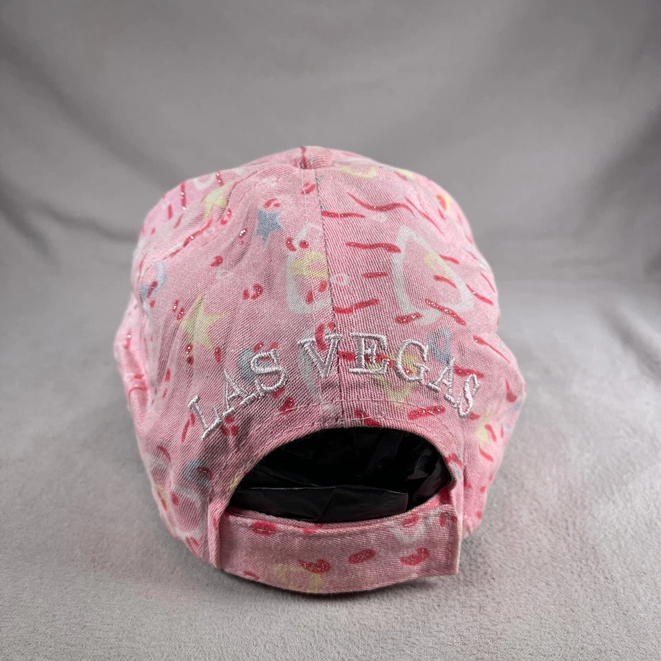 Princess Las Vegas Hat Women OS Pink Strapback Baseball Cap Glitter Embroidered - Image 3 of 4