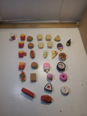 Food Shaped Erasers Hamburger/fries/sandwhiches/hotdogs/pizza/deserts/ice cream/