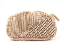 Vintage Glass Pearl Evening Bag Dainty Size Wedding Prom Formal Zip Close