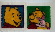  2 13  X 13" Winnie The Pooh And Piglet Latch Hook Completed Ready to Hang Up