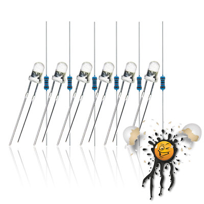 3mm LED 12pcs 3.3V 5V 6V 9V 12V Red Green Blue Yellow White 6x LED 6x Resistance