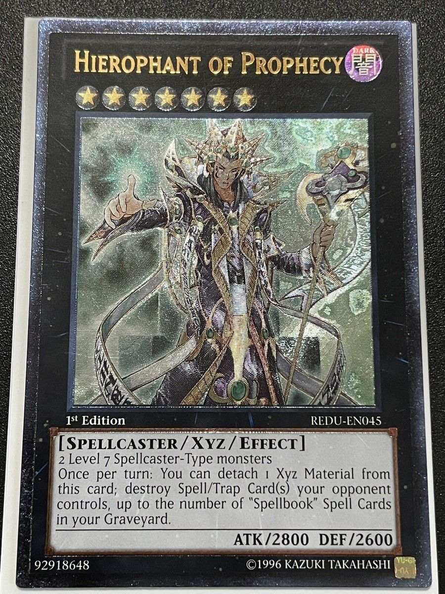 yugioh prophecy trap card Hierophant of REDU-EN045 Ultimate Rare 1st Edition M/NM may be 1st or Unlimited Edition The Transmigration Prophecy SDSB-EN035 Common