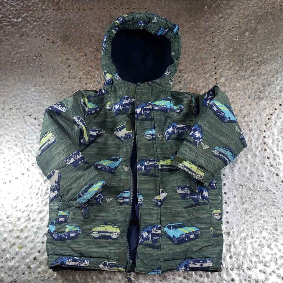3T The CHILDREN'S PLACE 3 in 1 CARS Hooded Winter Fall Jacket Parka w/ Gloves. - Image 2 of 4
