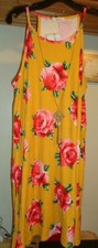 PINC USA MADE YELLOW /MULTI FLORAL PRINT SWING DRESS W/NECKLACE NWT 1X/2X