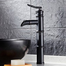 Black Bronze Bamboo Bathroom Vessel Sink Tap Lavatory Vanity Basin Faucet ahg017