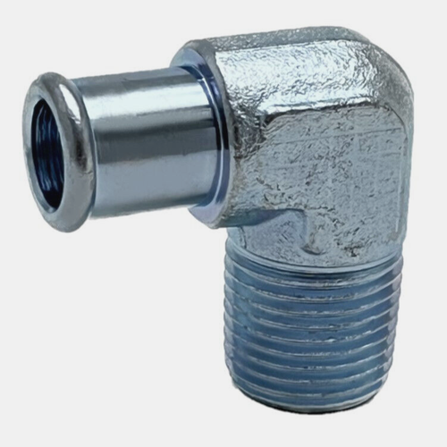 90° Deg Heater Hose Fitting 1/2" NPT to 5/8" Hose Barb Chrome Billet