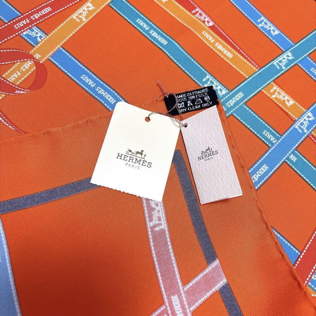 エルメス ボルデュック リボン柄 カレ45 スカーフ 125883 HERMES