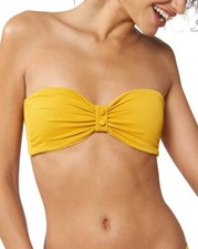 NWT Red Carter Yellow Texture Bandeau Bikini Swimsuit Top Small tmy12